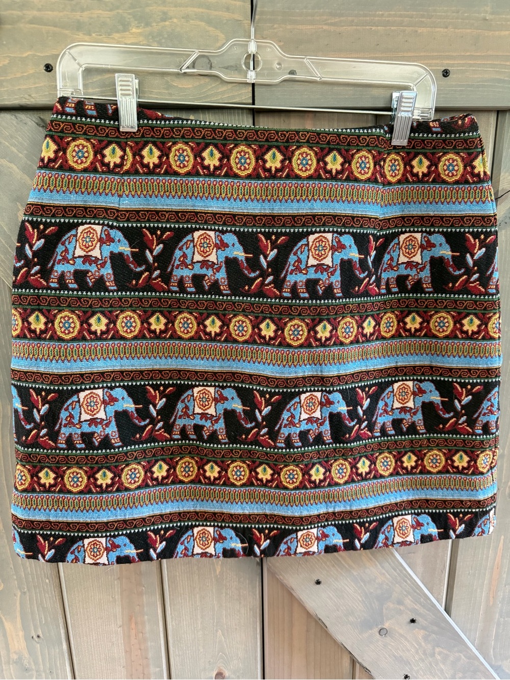 Boho Elephant Tapestry Mini Skirt Multicolor Festival Louche London size 10